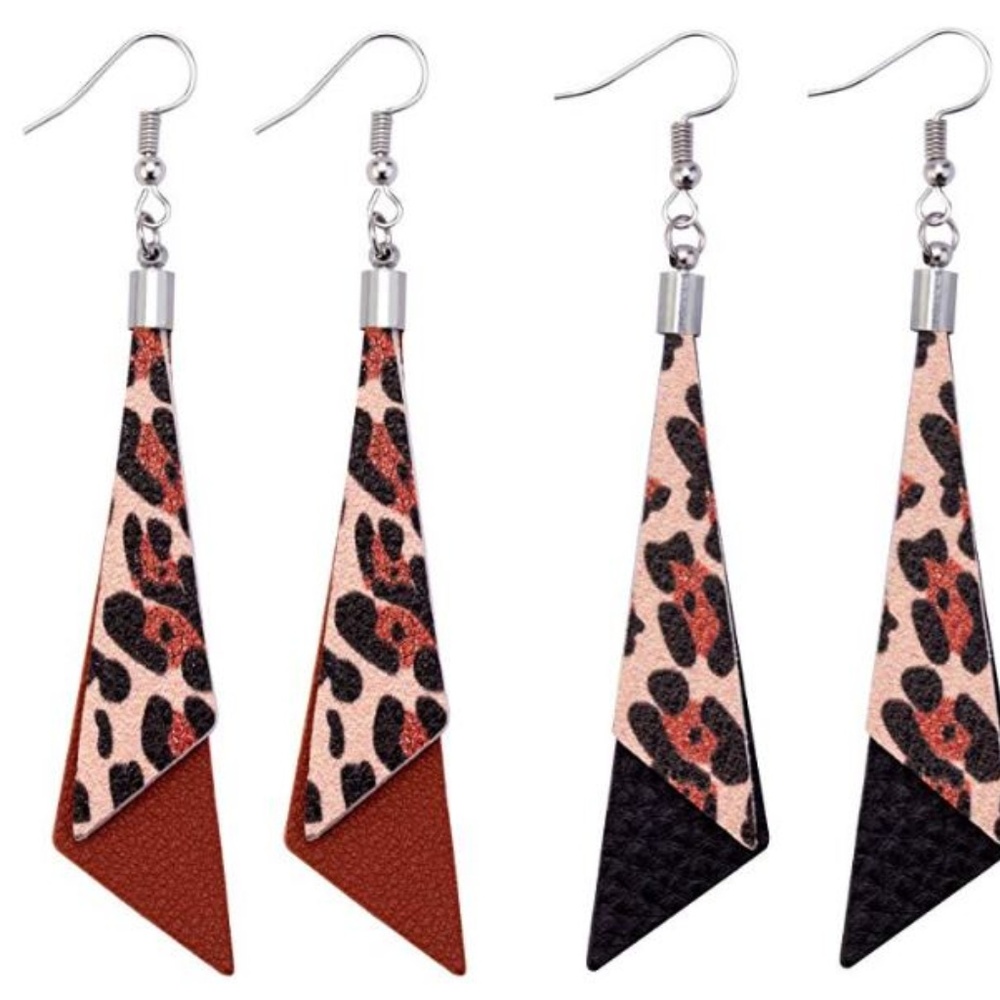 Earrings lightweight Faux Leather animal print